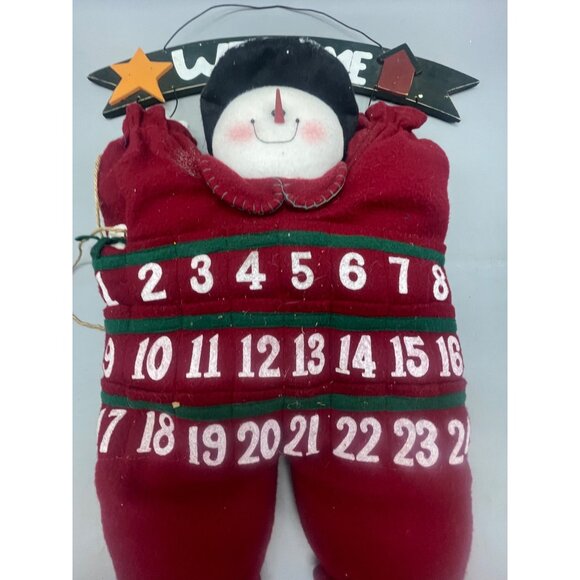 advent Christmas countdown calendar plush snowman welcome wood sign plush READ - Picture 4 of 11